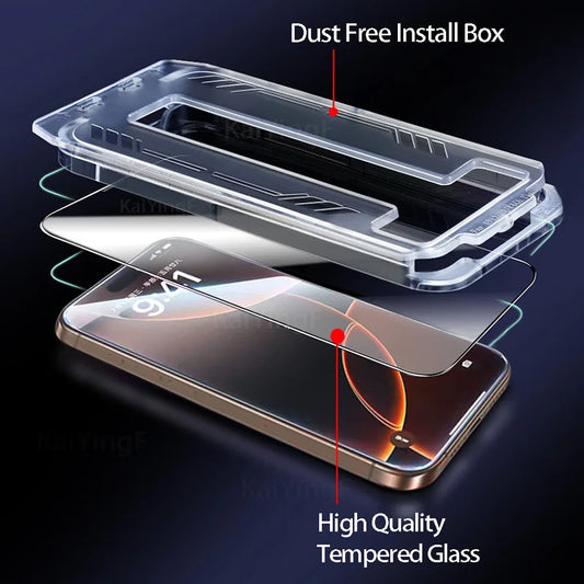 2PCS iPhone Tempered Glass Screen Protector – Full Cover with Easy Install Box - Harotix