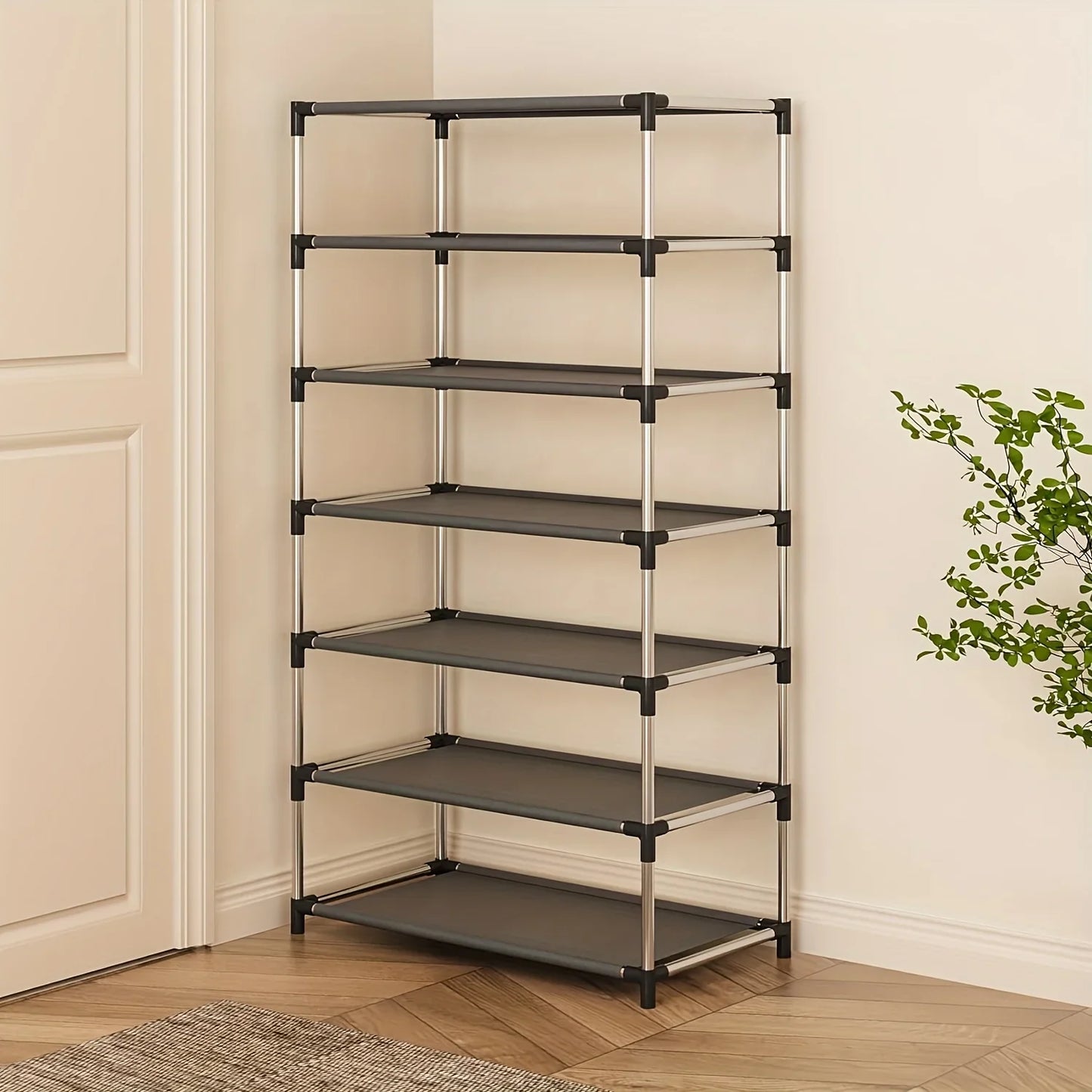 6/7 Tier Stackable Wardrobe Shoe Rack – Space-Saving Shoe Storage Organizer, Black - Harotix