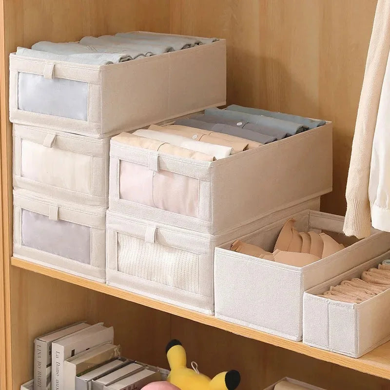 Fabric Foldable Pants Storage Box – Clothes Organizer for Wardrobes & Drawers - Harotix