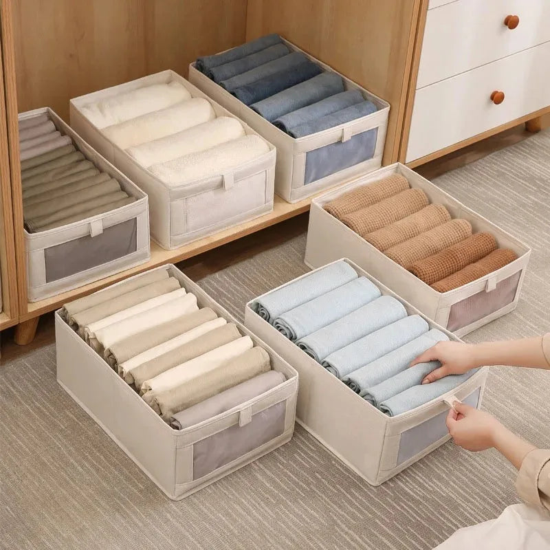 Fabric Foldable Pants Storage Box – Clothes Organizer for Wardrobes & Drawers - Harotix