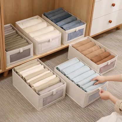 Fabric Foldable Pants Storage Box – Clothes Organizer for Wardrobes & Drawers - Harotix