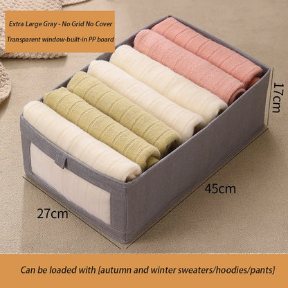 Fabric Foldable Pants Storage Box – Clothes Organizer for Wardrobes & Drawers - Harotix