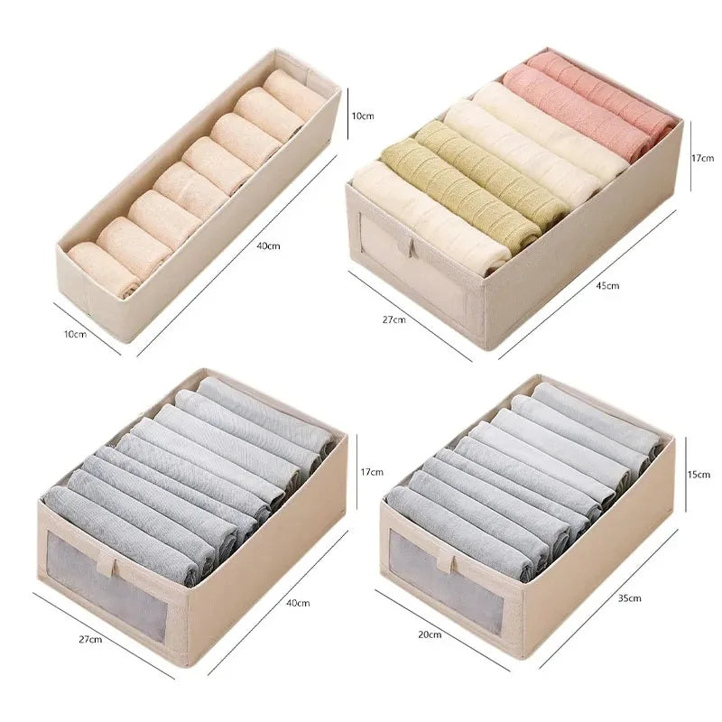 Fabric Foldable Pants Storage Box – Clothes Organizer for Wardrobes & Drawers - Harotix
