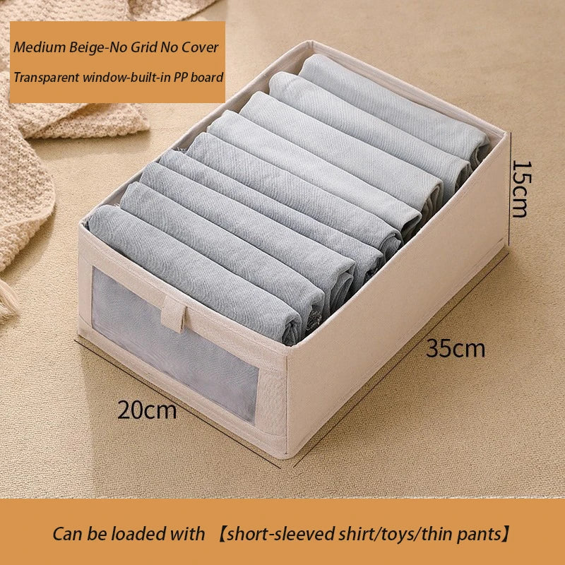 Fabric Foldable Pants Storage Box – Clothes Organizer for Wardrobes & Drawers - Harotix