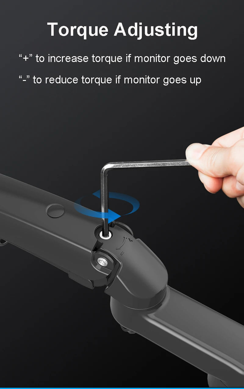 North Bayou NB F150 Gas Spring Monitor & TV Wall Mount Arm (17–35 Inch, 3–12kg Load) - Harotix