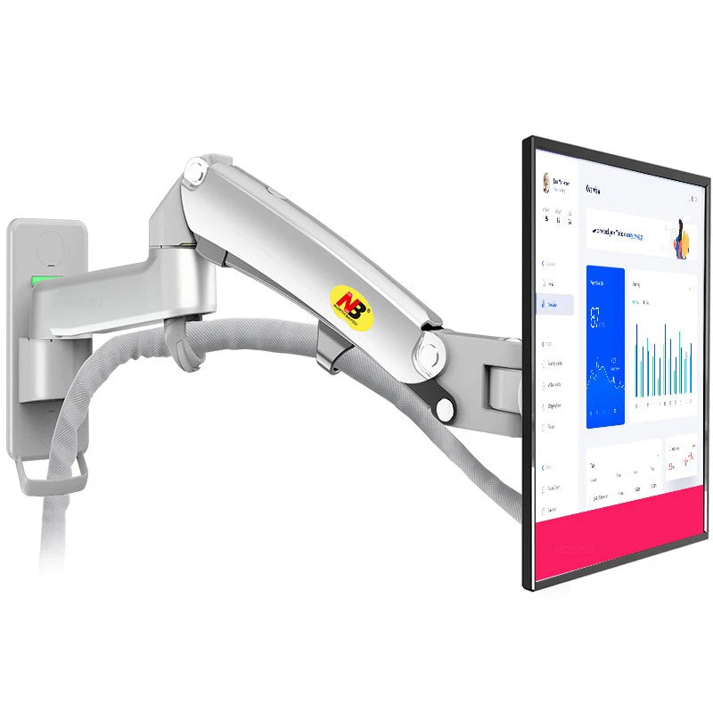 North Bayou NB F150 Gas Spring Monitor & TV Wall Mount Arm (17–35 Inch, 3–12kg Load) - Harotix
