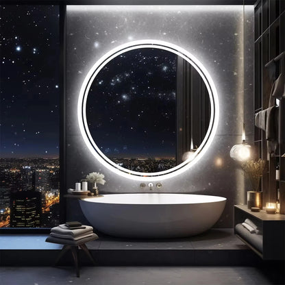 LED HD Smart Bathroom Mirror with Circle Backlit Lights – Wall Mounted Illuminated Mirror - Harotix