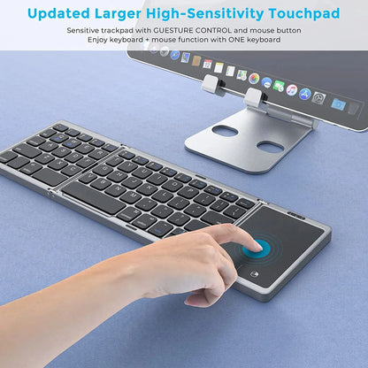 Dual Bluetooth 5.1 Foldable Mini Keyboard with Touchpad - Harotix