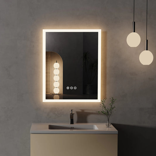 16x20 Inch LED Lighted Bathroom Mirror – Wall Mounted Vanity Mirror with Anti-Fog & Touch Control - Harotix