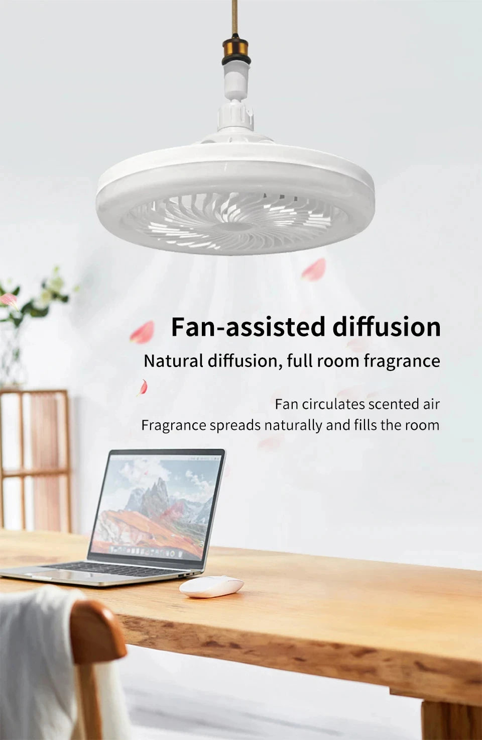 Energy-Saving Remote Control LED Ceiling Fan Lamp – Quiet 2-in-1 Light & Fan, E27 Base, 85-265V for Bedroom & Living Room - Harotix
