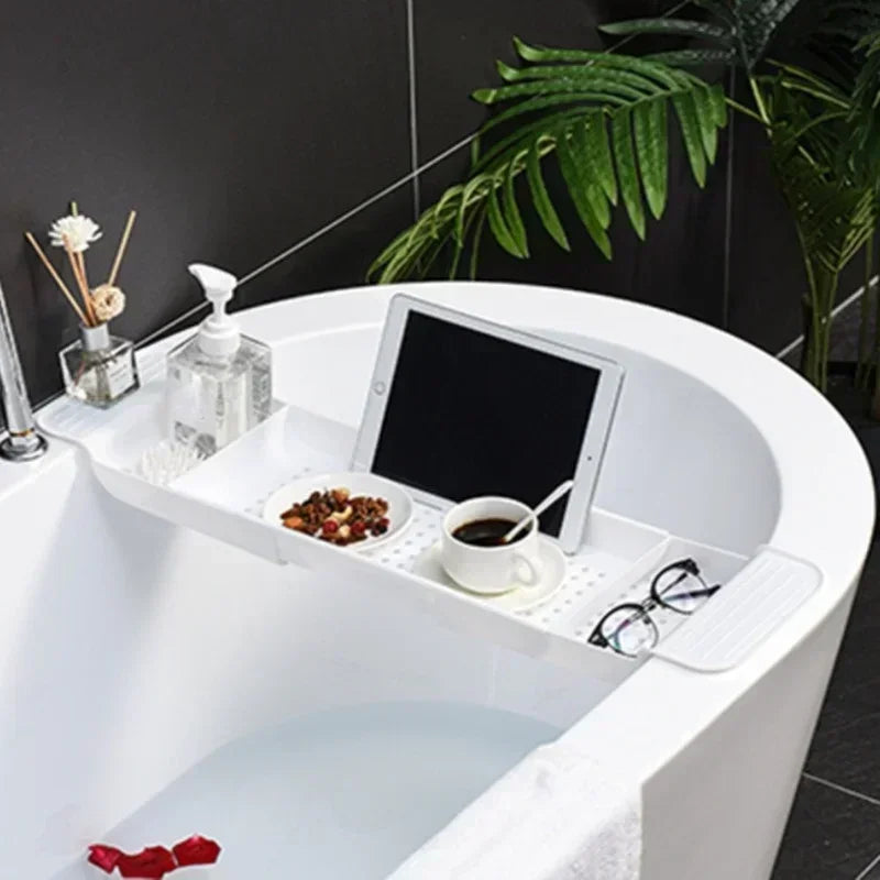 Bamboo Bathtub Tray – Extendable Shower Caddy & Organizer - Harotix