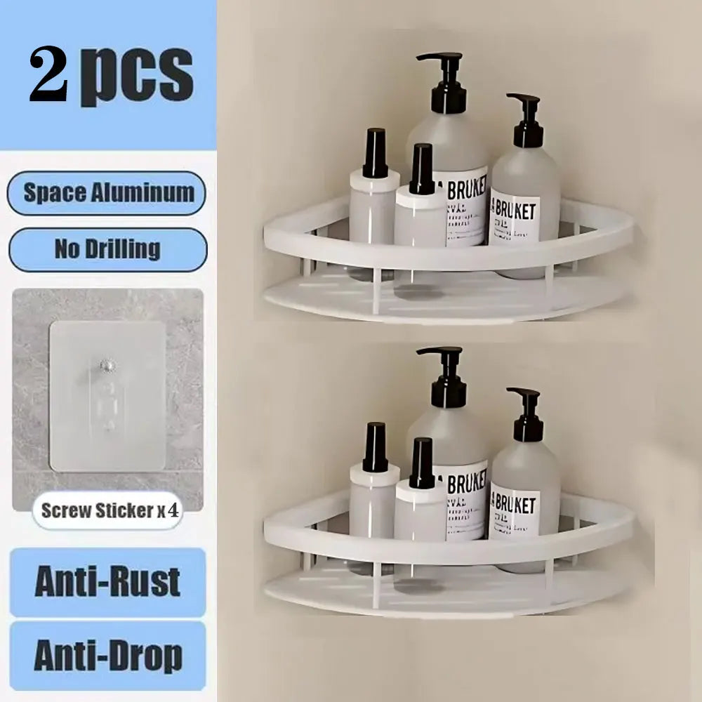 Bathroom Shelf – No Drill Wall Mounted Shower Corner Rack, Aluminum Storage Organizer - Harotix