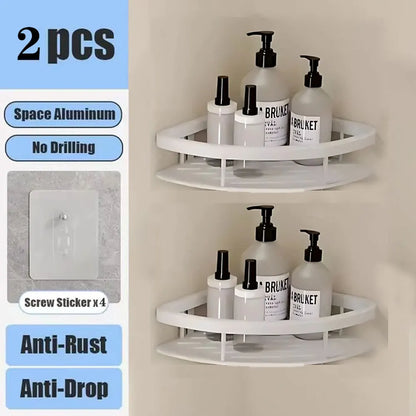 Bathroom Shelf – No Drill Wall Mounted Shower Corner Rack, Aluminum Storage Organizer - Harotix