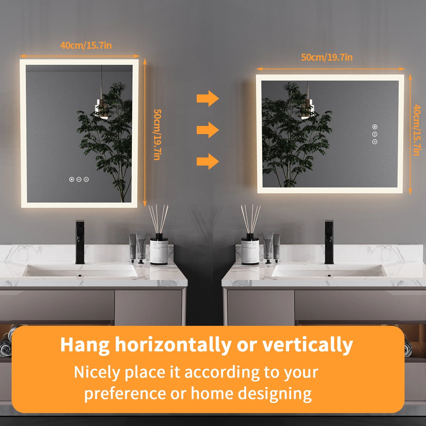 16x20 Inch LED Lighted Bathroom Mirror – Wall Mounted Vanity Mirror with Anti-Fog & Touch Control - Harotix
