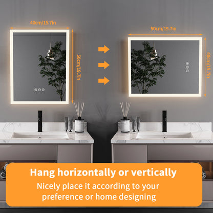 16x20 Inch LED Lighted Bathroom Mirror – Wall Mounted Vanity Mirror with Anti-Fog & Touch Control - Harotix