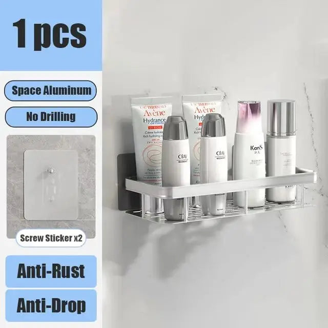 Bathroom Shelf – No Drill Wall Mounted Shower Corner Rack, Aluminum Storage Organizer - Harotix