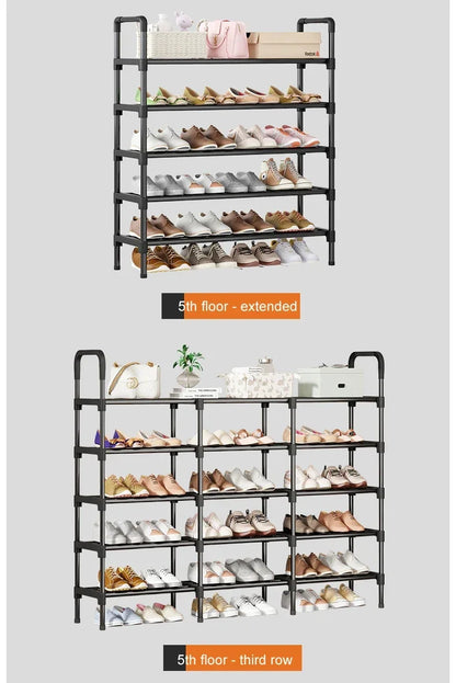 Black Elevated Shoe Rack – Small Multi-layer Shoe Cabinet for Home, Dormitory & Rental Housing - Harotix
