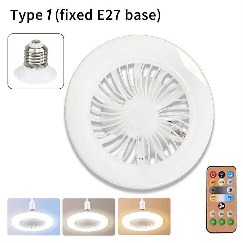 Energy-Saving Remote Control LED Ceiling Fan Lamp – Quiet 2-in-1 Light & Fan, E27 Base, 85-265V for Bedroom & Living Room - Harotix