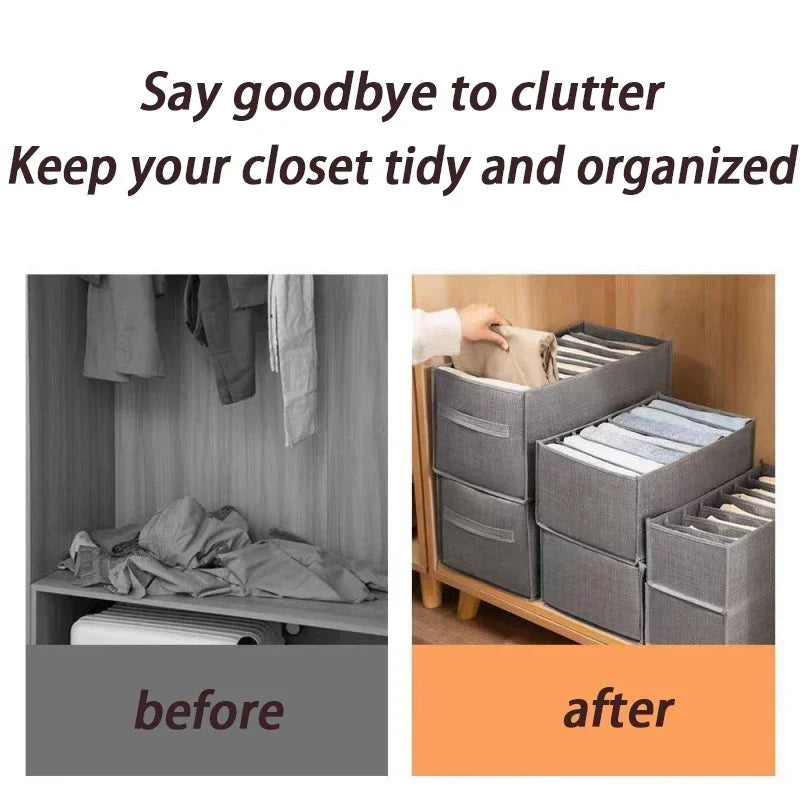 Jeans & Clothes Storage Box – Wardrobe Drawer Organizer for T-Shirts, Underwear, Socks & More - Harotix