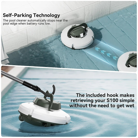 Redkey S100 Cordless Robotic Pool Cleaner – IPX8 Waterproof, 5200mAh, 130 Mins Runtime - Harotix