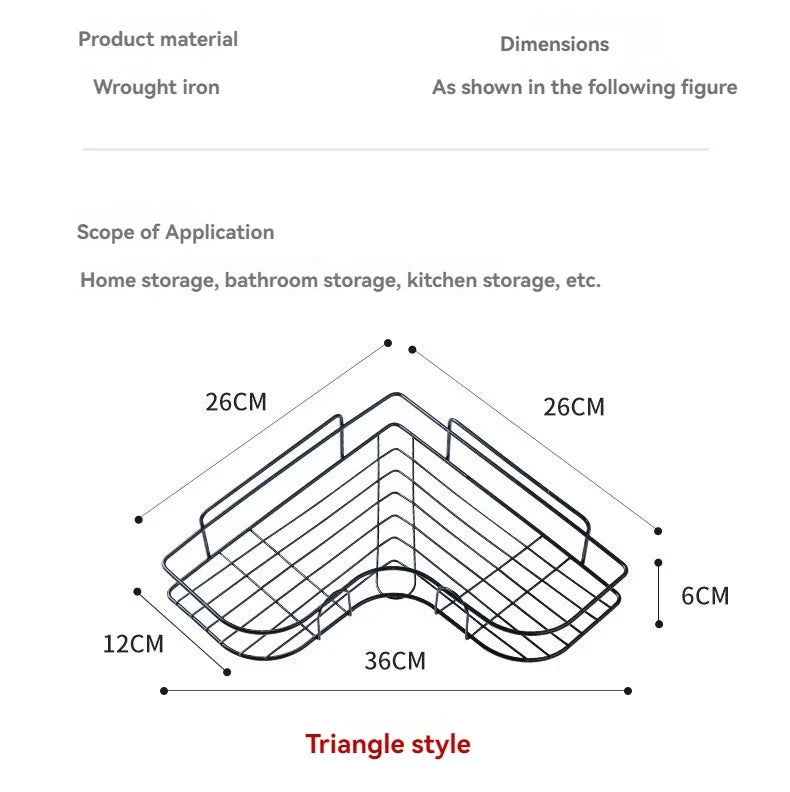 Iron Triangle Corner Rack – Durable Thickened Storage Shelf for Kitchen & Bathroom - Harotix