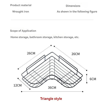 Iron Triangle Corner Rack – Durable Thickened Storage Shelf for Kitchen & Bathroom - Harotix