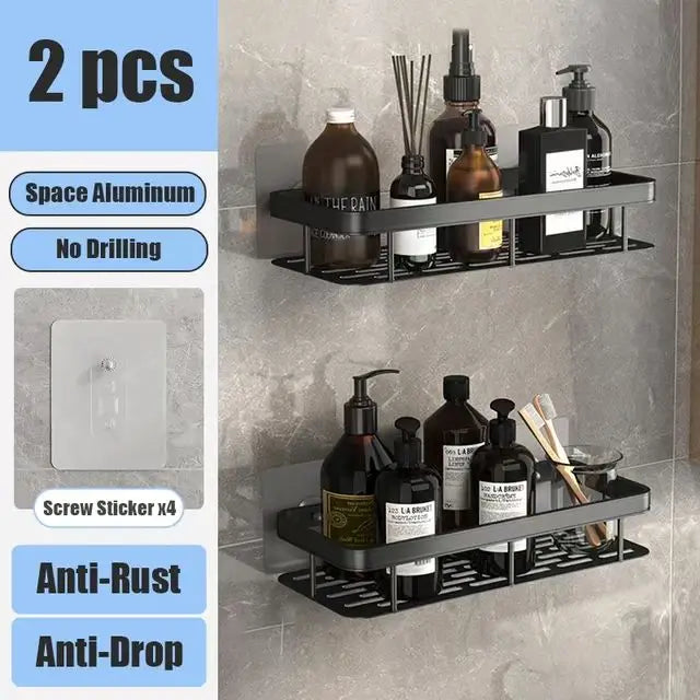 Bathroom Shelf – No Drill Wall Mounted Shower Corner Rack, Aluminum Storage Organizer - Harotix