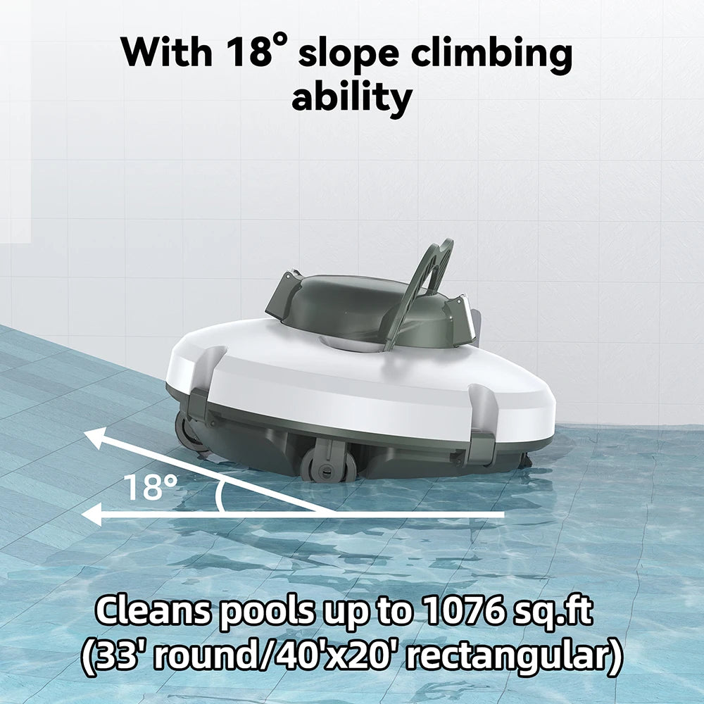 Redkey S100 Cordless Robotic Pool Cleaner – IPX8 Waterproof, 5200mAh, 130 Mins Runtime - Harotix