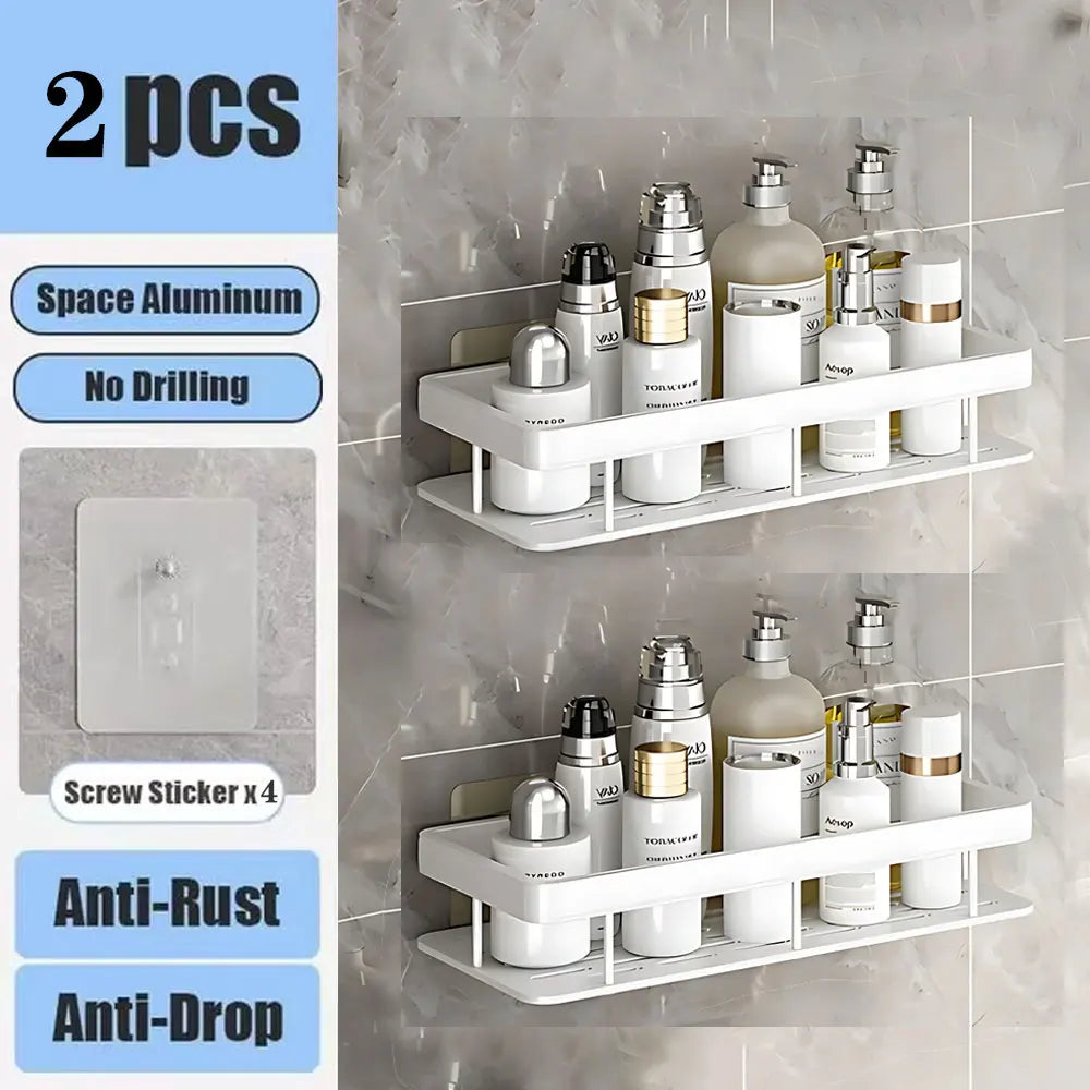 Bathroom Shelf – No Drill Wall Mounted Shower Corner Rack, Aluminum Storage Organizer - Harotix