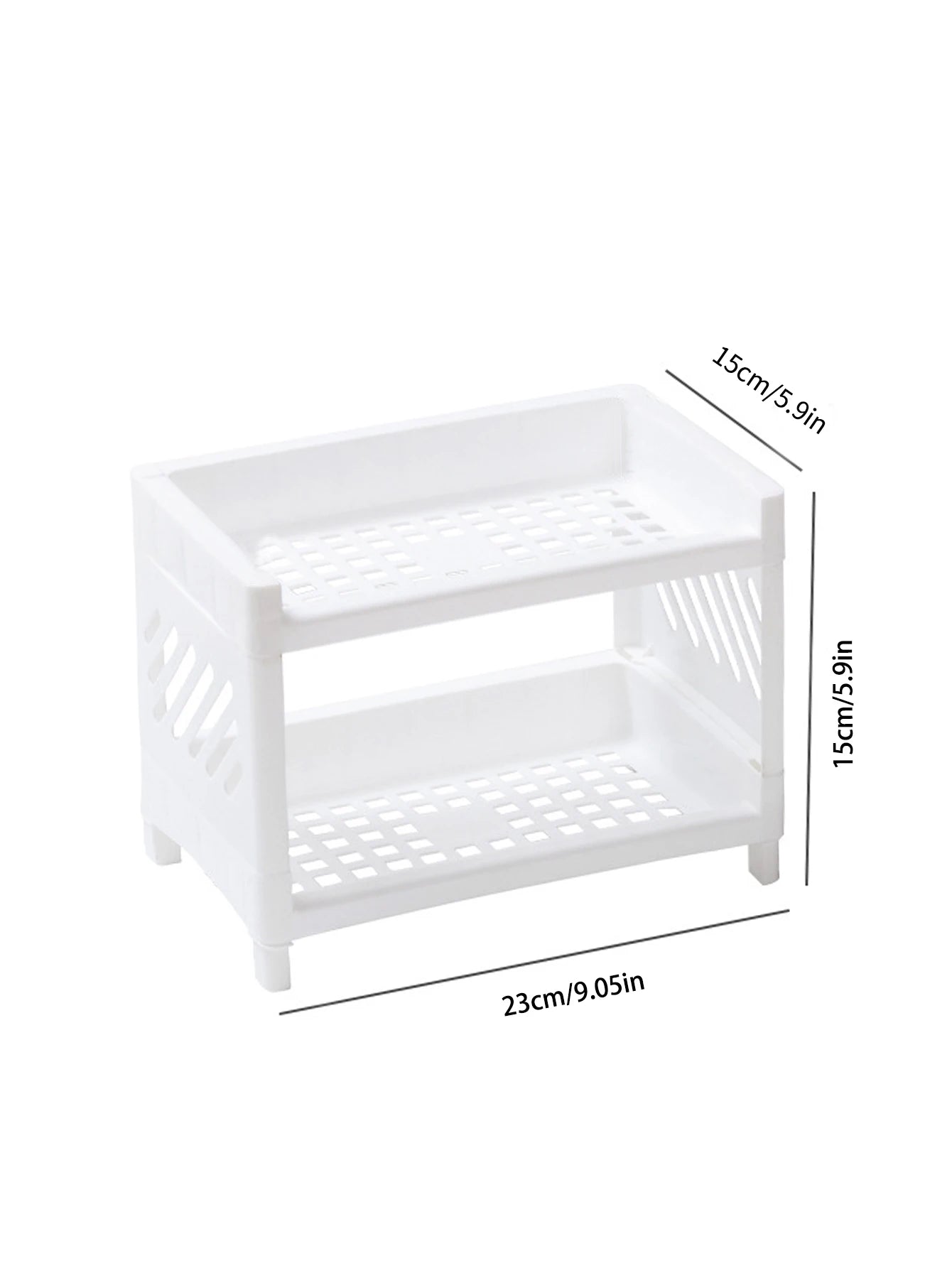 Double-Layer Desktop Storage Rack – White Rectangular Organizer for Office, Desk & Cosmetics - Harotix