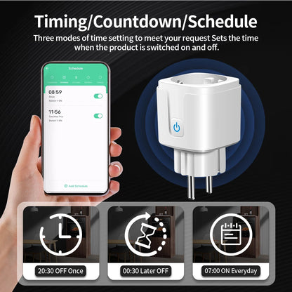 TNCE Tuya Smart Plug WiFi/Zigbee 3.0 EU Socket (16A/20A) – Power Monitor, Timer, Voice Control, Works with Alexa & Google Home - Harotix