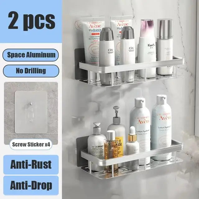 Bathroom Shelf – No Drill Wall Mounted Shower Corner Rack, Aluminum Storage Organizer - Harotix