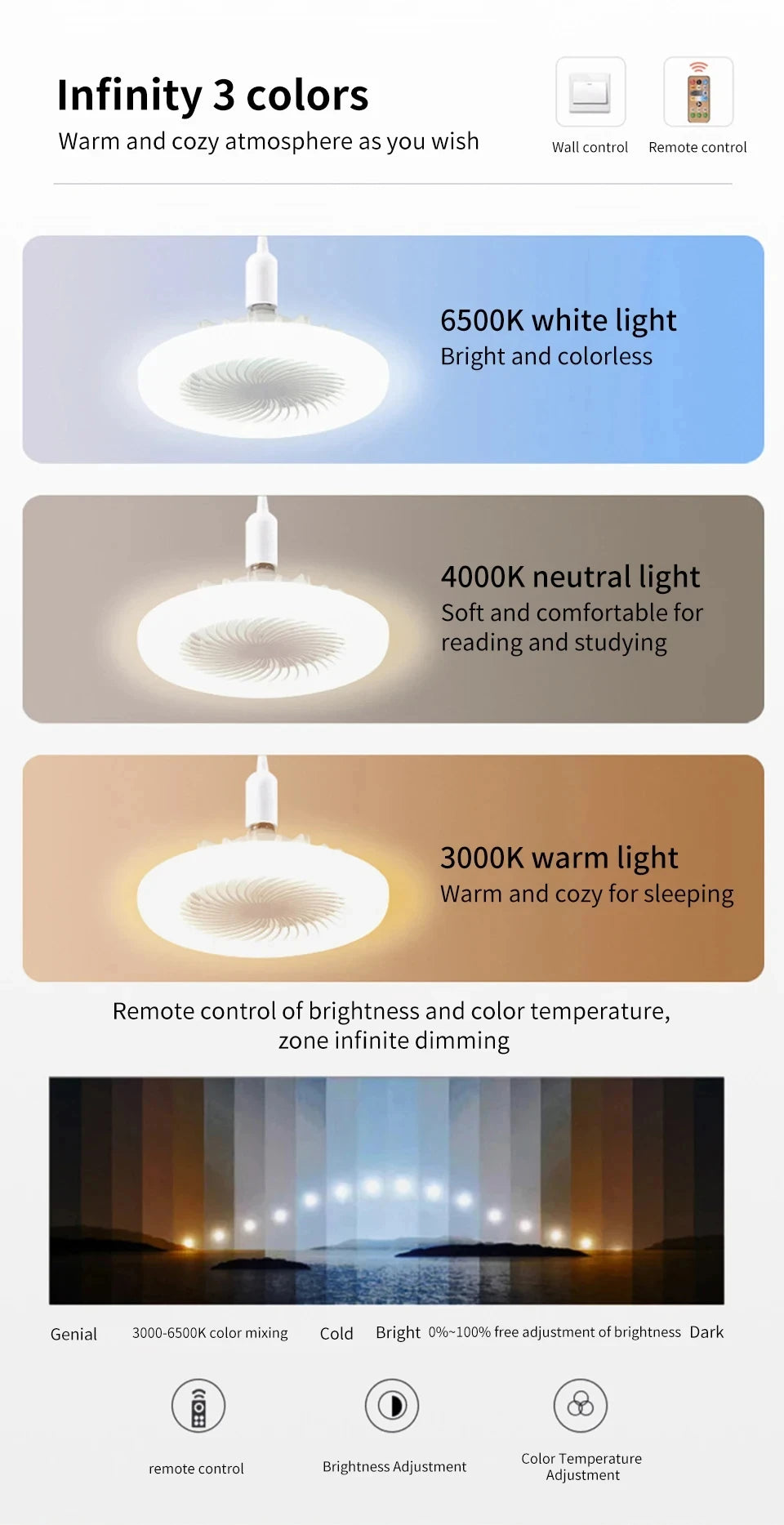 Energy-Saving Remote Control LED Ceiling Fan Lamp – Quiet 2-in-1 Light & Fan, E27 Base, 85-265V for Bedroom & Living Room - Harotix