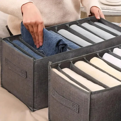Jeans & Clothes Storage Box – Wardrobe Drawer Organizer for T-Shirts, Underwear, Socks & More - Harotix
