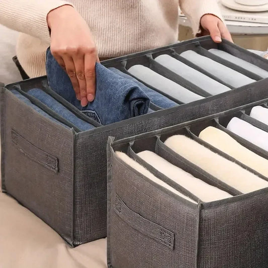 Jeans & Clothes Storage Box – Wardrobe Drawer Organizer for T-Shirts, Underwear, Socks & More - Harotix
