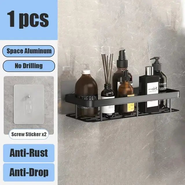 Bathroom Shelf – No Drill Wall Mounted Shower Corner Rack, Aluminum Storage Organizer - Harotix