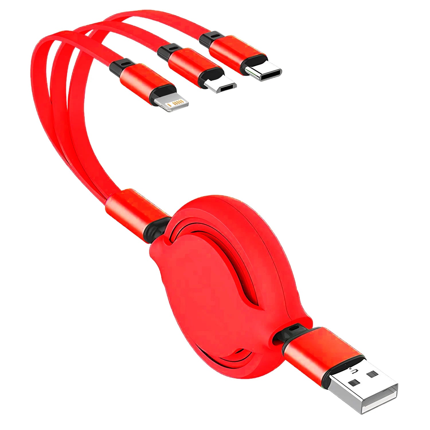 3-in-1 Retractable USB Fast Charging Cable Multi-Port Charger Cord - Harotix