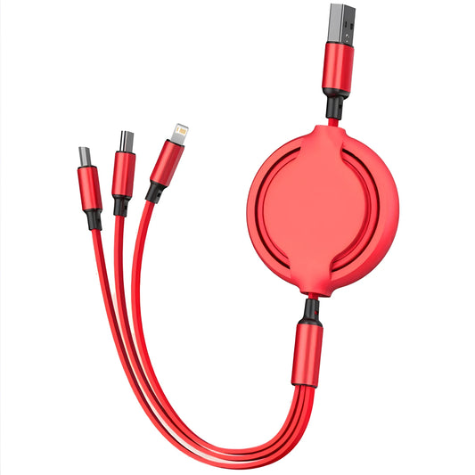 3-in-1 Retractable USB Fast Charging Cable Multi-Port Charger Cord - Harotix