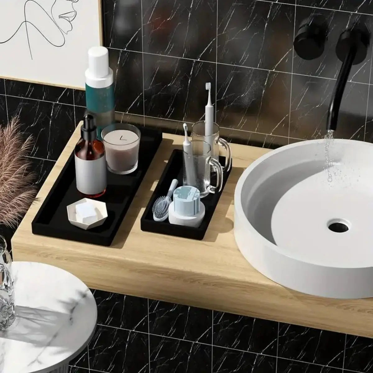 Silicone Countertop Storage Tray – Bathroom Organizer & Jewelry Display Tray - Harotix