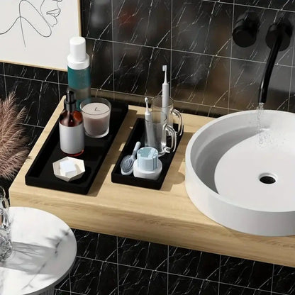 Silicone Countertop Storage Tray – Bathroom Organizer & Jewelry Display Tray - Harotix