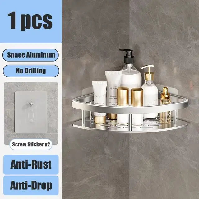 Bathroom Shelf – No Drill Wall Mounted Shower Corner Rack, Aluminum Storage Organizer - Harotix