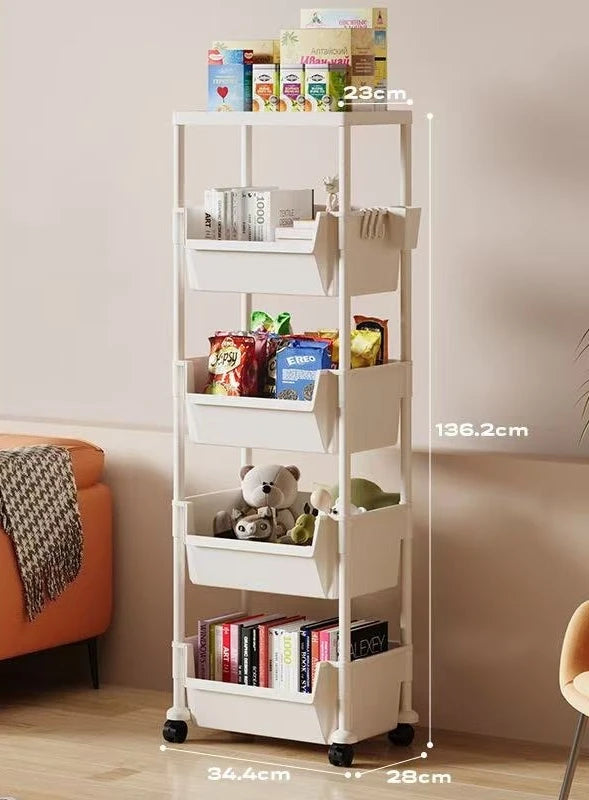 Trolley Multi-Layer Bookshelf & Kitchen Storage Rack – Narrow Slit Cabinet Organizer - Harotix