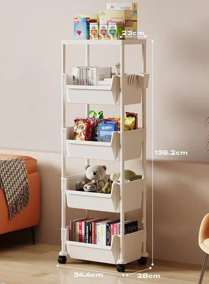 Trolley Multi-Layer Bookshelf & Kitchen Storage Rack – Narrow Slit Cabinet Organizer - Harotix