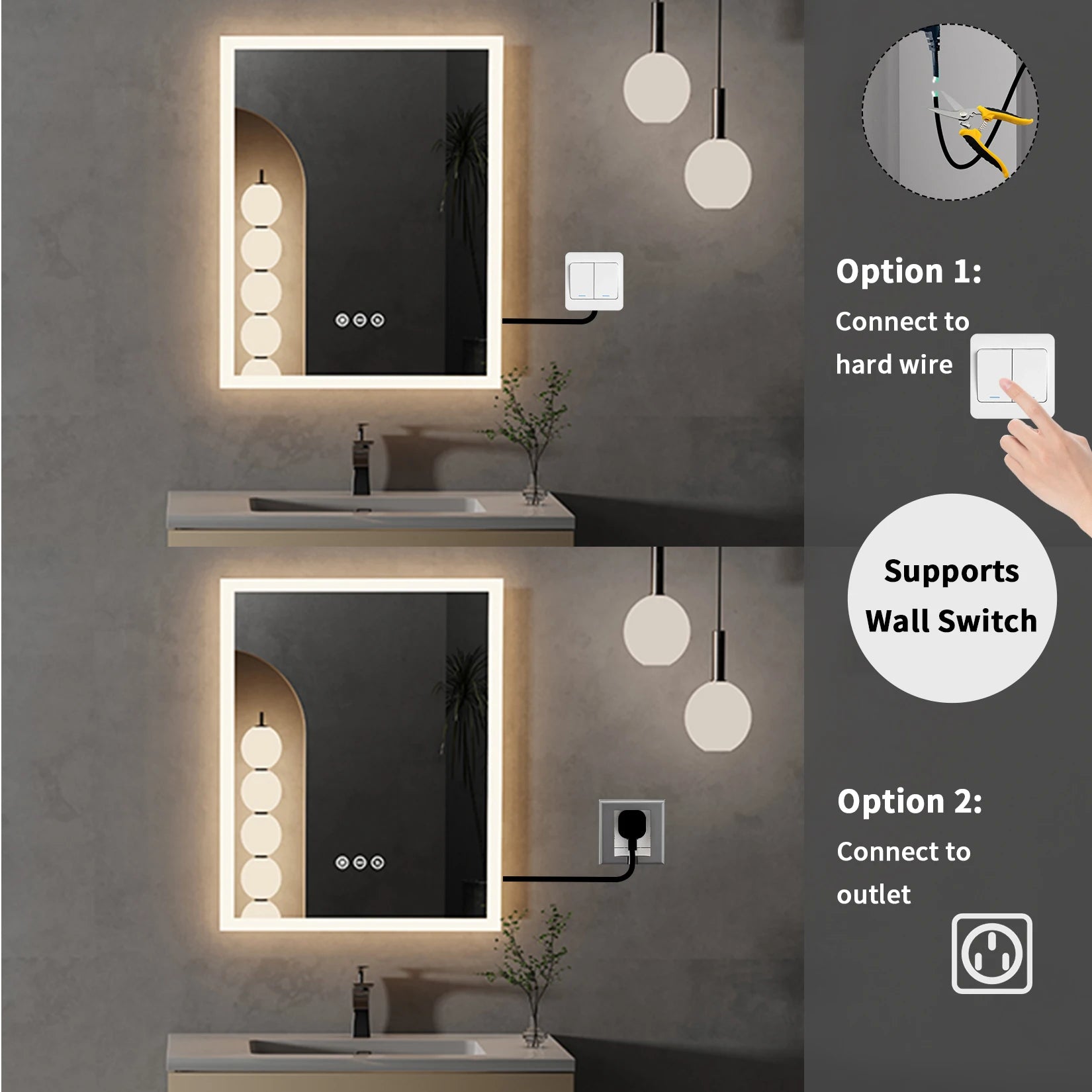 16x20 Inch LED Lighted Bathroom Mirror – Wall Mounted Vanity Mirror with Anti-Fog & Touch Control - Harotix