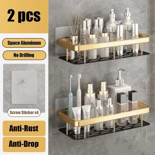 Bathroom Shelf – No Drill Wall Mounted Shower Corner Rack, Aluminum Storage Organizer - Harotix