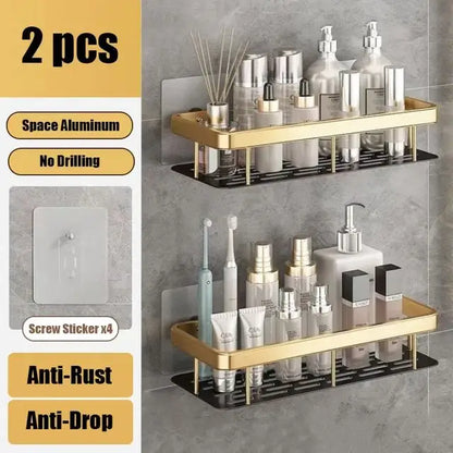 Bathroom Shelf – No Drill Wall Mounted Shower Corner Rack, Aluminum Storage Organizer - Harotix