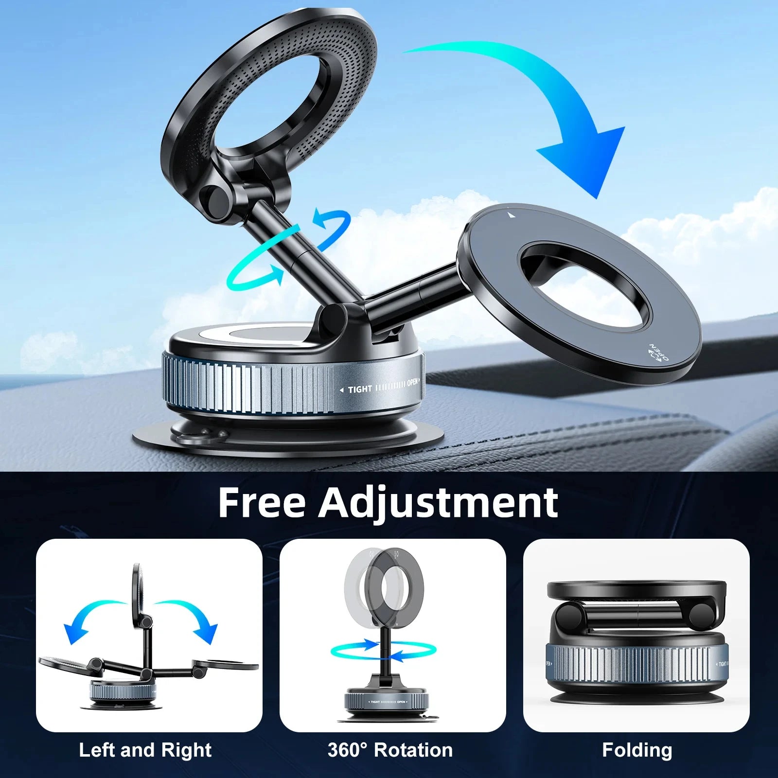 360° Car Magnetic Phone Holder – Strong Suction Cup & Navigation Mount - Harotix