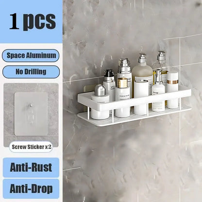 Bathroom Shelf – No Drill Wall Mounted Shower Corner Rack, Aluminum Storage Organizer - Harotix