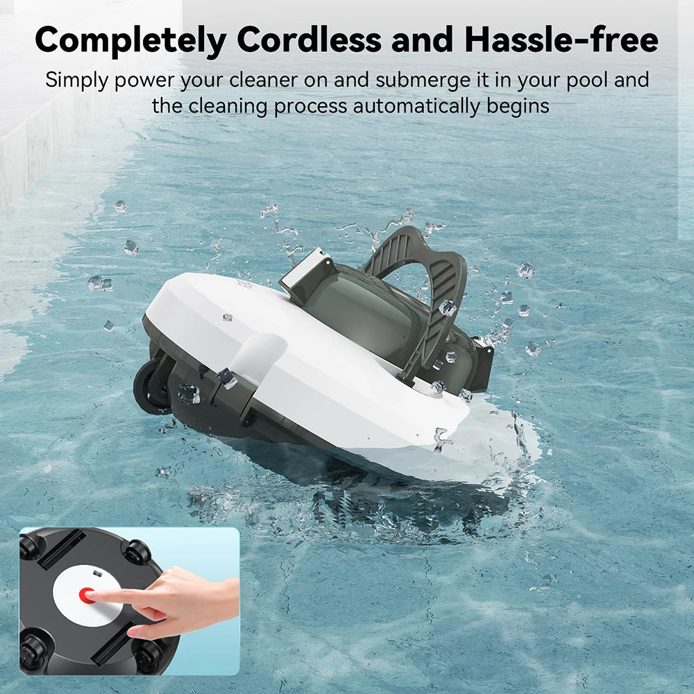 Redkey S100 Cordless Robotic Pool Cleaner – IPX8 Waterproof, 5200mAh, 130 Mins Runtime - Harotix
