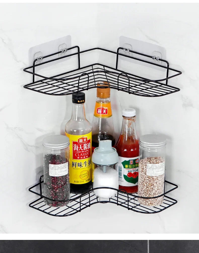 Iron Triangle Corner Rack – Durable Thickened Storage Shelf for Kitchen & Bathroom - Harotix